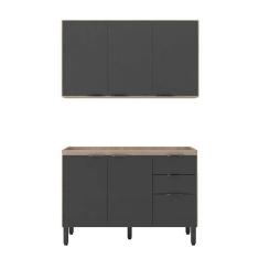 Imagem de Cozinha Modulada Composição 9 Firenze 2 Peças Avena Grafito - Demóbile Avena Grafito