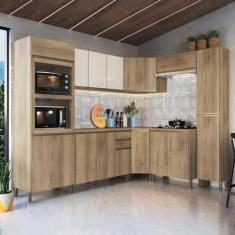 Imagem de Cozinha Modulada Completa 8 Peças 16 Portas 2 Gavetas Montreal Castani/Off-White