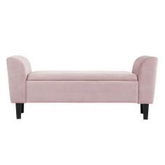 Imagem de Recamier Bau Malibu 1,40m Suede Rosa Bebe - Inova Decor - Inova Decora