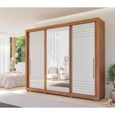 Imagem de Guarda Roupa Vitoria 100% Mdf 6 Gavetas 3 Portas de Correr com Espelho