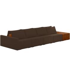 Imagem de Sofá Ilha Modular Para Sala 432cm Com Puff Dublin K01 Veludo Marrom Sintético Caramelo - Lyam Decor