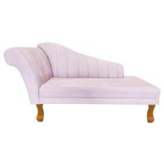 Imagem de Recamier Divã Para Sala Cecilia Pés Retro Castanho 1.60cm Suede Rosa B