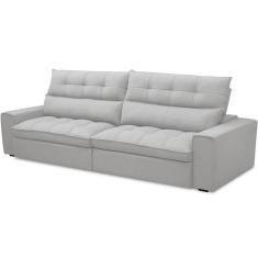 Imagem de Sofá Retrátil Reclinável Para Sala De Estar Living 290cm Dimas F04 Bouclê Cinza