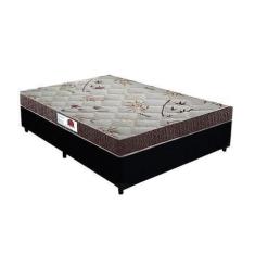 Imagem de Cama Box Casal Colchão Espuma D33 Bordado + Box Suede Preto Rc Sono Le