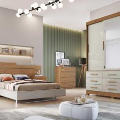 Imagem de Guarda Roupa Solteiro Com Espelho 3 Portas 9 Gavetas - Capri-