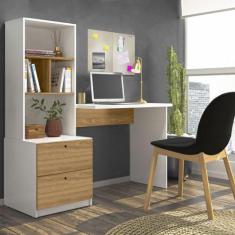 Imagem de Escrivaninha Livreiro Office Cristal Cor Branco/Nature Mobili