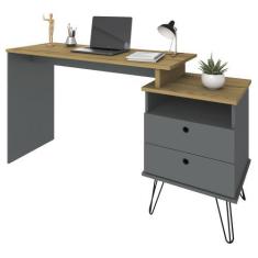 Imagem de Mesa Escrivaninha Estilo Industrial Flex Lux A06 Olmo/Grafito - Mpozen