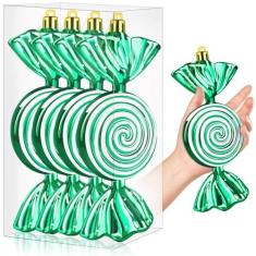 Imagem de 4 peças de enfeites grandes de doces de Natal, enfeite de pendurar com fita, árvore de Natal em casa, decoração de festa de ano novo, presente