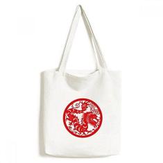 Imagem de Bolsa de lona com estampa de dragão animal do zodíaco chinês, bolsa de compras, bolsa casual