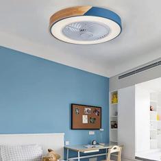 Imagem de Ventilador de teto redondo ultrafino de 50 CM com luz e controle remoto Regulável Ventilador de teto silencioso de 3 velocidades para quarto sala de estar-azul