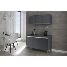 Imagem de Kit de Cozinha Balcão e Armário Aéreo Manu 120cm Cor Cinza - ajl Móveis