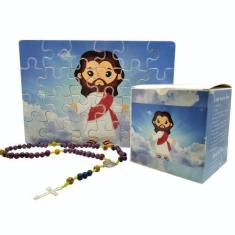 Imagem de Quebra-Cabeça Infantil Jesus Ressuscitado 60 Peças Com Terço - Reidope