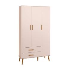 Imagem de Guarda Roupa Isis Retrô 3 Portas 2 Gavetas Rosa Fosco - Reller