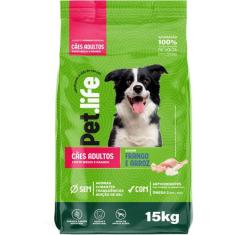 Imagem de Ração Seca Pet.life Frango e Arroz para Cães Adultos Porte Médio e Grande - 15 Kg