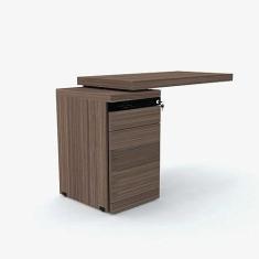 Imagem de Mesa de Escritório Complemento 106 x 50 cm Pé Gaveteiro 3 Gavetas Pe50 em Mdp Walnut detalhe Preto