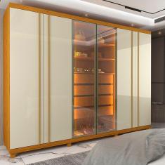 Imagem de Guarda Roupa Casal 6 Portas Com Led Absolut Reflecta Naturale Off White - Gelius