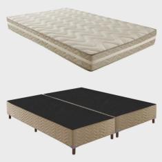 Imagem de Box Queen Júlia 42x158x198cm com Colchão Queen Unique D33 Plus Duoface 18x158x198cm Rustico Bege