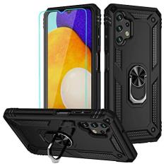 Imagem de Capa para Galaxy A13 4G, capa para Samsung A13 4G com protetor de tela HD, suporte de anel de nível militar, suporte para carro, capa de telefone de 4,5 m testada contra quedas à prova de choque para