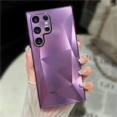 Imagem de Capa de telefone com padrão de diamante com revestimento holográfico brilhante para Samsung S24 Ultra S23 Plus S22 A73 A53 A34 A54 Capa à prova de choque, roxa, para Samsung A13