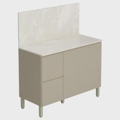 Imagem de Balcão de Cozinha Com Tampo 120cm 3 Portas Minsk K02 Vanilla - Mpozenato