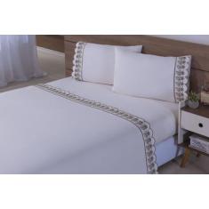 Imagem de Jogo Lençol 4 Peças Cama Viúva Percal 200 Fios Bordado Richileu - MIGU