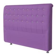 Imagem de Cabeceira Estofada Dama com Strass 195 cm para Cama Box King Suede Roxo para Quarto - AM Decor