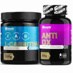Imagem de Kit L-Carnitina 200G + Anti-Ox Antioxidante 120 Caps Growth - Growth S