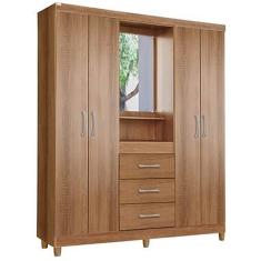 Imagem de Guarda Roupa Capelinha Lyon Solteiro Com Espelho 4 Portas 3 Gavetas Rud Rack