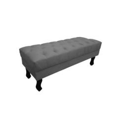 Imagem de Recamier Baú Luis Xv Capitonê Retrô 120 cm Suede Cinza Mz Decor - Mazz