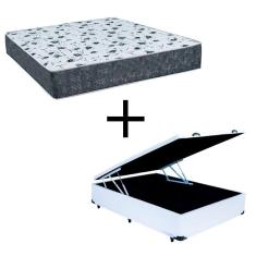Imagem de Cama Box Baú Viúva 128 Tecido Branco Com Colchão Alegro Bello Box D28 Cinza 58x128x188
