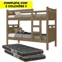 Imagem de Beliche Jaspe Robusta E Versátil Com 2 Colchões Celiflex D20 - Polosho