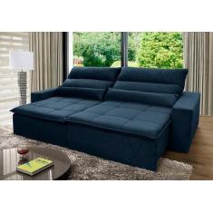 Imagem de Sofá Retrátil/Reclinável Amsterdam 2,10M Suede Velut Azul Marinho C/ M