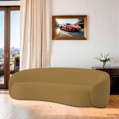 Imagem de Sofá Curvo Orgânico Sala Recepção 3 Lugares Alemanha 180cm Bouclé Caramelo