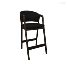 Imagem de Banqueta Alta para Balcão Ravena em Madeira Maciça Capuccino Sintético Preto CCS