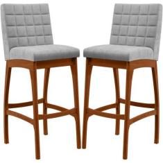 Imagem de Kit 02 Banquetas Altas Para Cozinha Sala De Jantar Fixa Mila B04 Boucl