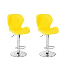 Imagem de Conjunto 02 Banquetas Slim Couro Pu Regulagem Altura Amarela