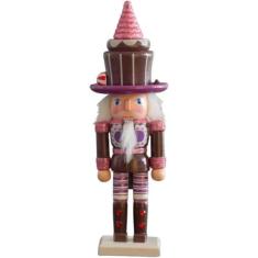 Imagem de Enfeite de Natal Quebra-Nozes Doce, Decorativo de Madeira com Chapéu de Doces, Enfeite Natalino para Mesa, Arvore de Natal, Decoração Natalina de Luxo (Marrom)