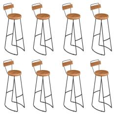 Imagem de Kit 8 Banquetas Alta Astra Com Encosto Base Metálica - Pallazio