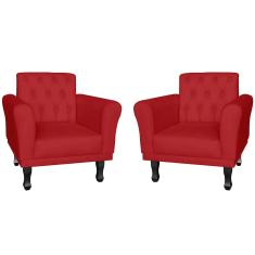 Imagem de Kit 02 Poltronas Decorativas Classic Pés Luis XV Suede  - DS Estofados