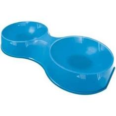 Imagem de COMEDOURO PLAST. POP GATO DUPLO 190 ML (AZUL)