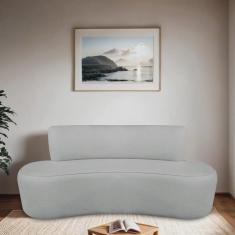 Imagem de Sofá Curvo Orgânico 180cm 3 Lugares Bouclé Antonela