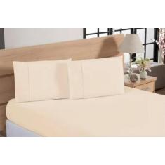 Imagem de Jogo De Lençol 200 Fios Casal Liso Ponto Palito - Várias Cores - Lalu