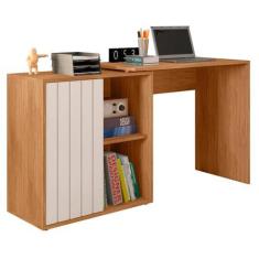 Imagem de Mesa Para Escritório Home Office 1 Porta Ripada Tech Freijó/Off White