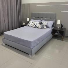 Imagem de Cama Box Luxo Com Cabeceira Berlim Linho Cinza rbl King 1,95 X 2,05