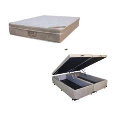 Imagem de Cama Box Baú Queen 158 Suede Bege Com Colchão Ortobom Airtech Spring P