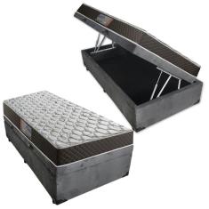 Imagem de Cama Box Baú Solteiro Colchão Molas Ensacadas Acolchões + Box Suede 65x88x188
