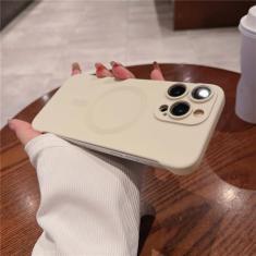 Imagem de Capa ultrafina sem moldura para iPhone 15 Pro Max 14 Plus 13 12 Lente de carregamento sem fio Proteção de filme capa dura para PC, branca, para iPhone 15 ProMax