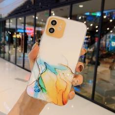 Imagem de Capa de telefone com pintura em aquarela para iPhone 15 14 13 Pro Max 12 Mini 11 X XR XS 7 8 Plus SE 2020 Capa macia transparente de mármore, laranja, para iPhone xr