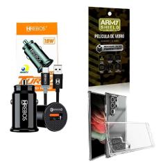 Imagem de Kit Carregador Veicular + Capinha S22 Ultra + Película 3D