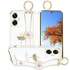 Imagem de Kainevy Capa de telefone para Realme C55 capa estética de silicone à prova de choque para mulheres capa protetora Realme C55 capa de telefone fina com anel de pulso Starp design de folha de bordo